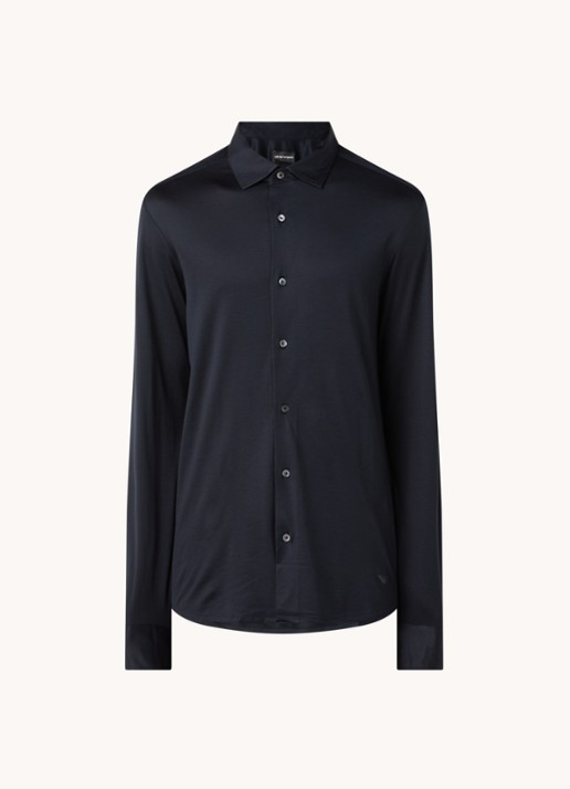 Armani Slim fit overhemd  - voorkant donkerblauw