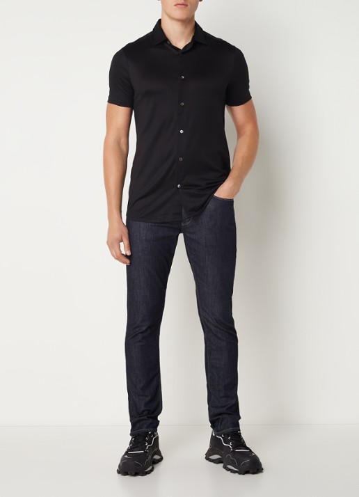 Armani Slim fit overhemd  - voorkant 4 zwart