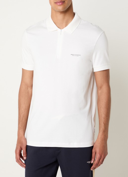 Armani Slim fit polo met 3D logo en halve rits