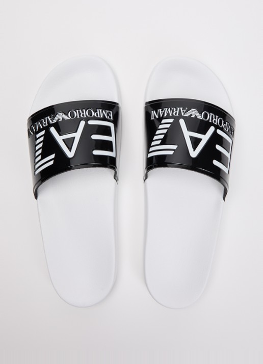Armani Slipper met lakfinish en logo - detail 4 zwart