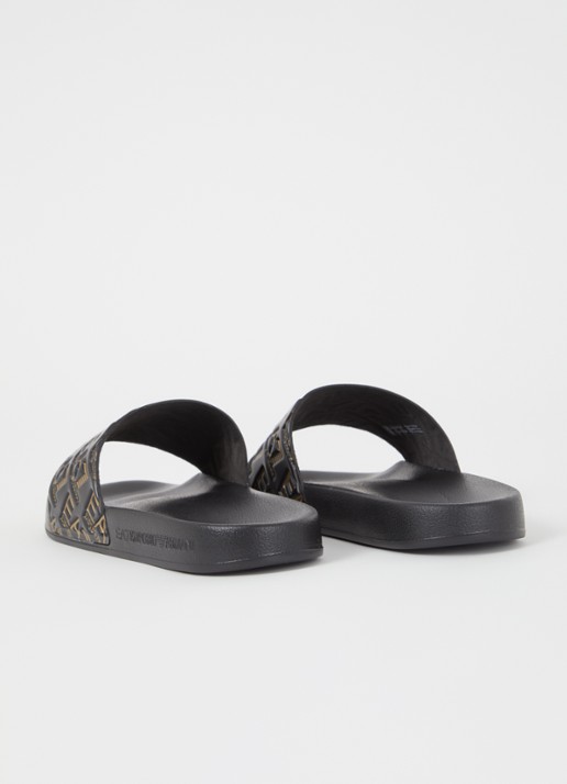Armani Slipper met logo - achterkant hazelnootbruin
