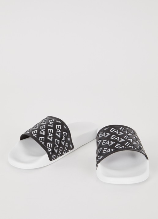 Armani Slipper met logo - detail zwart