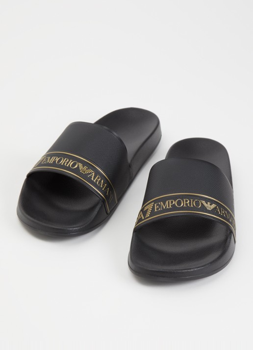 Armani Slipper met logo - detail 3 zwart