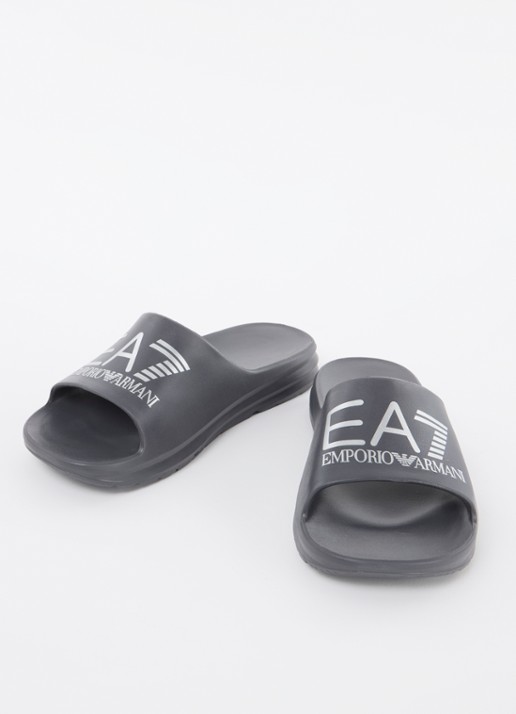 Armani Slipper met logoprint - detail 3 donkerblauw