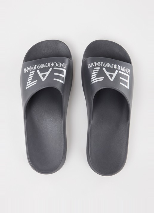 Armani Slipper met logoprint - detail 4 donkerblauw
