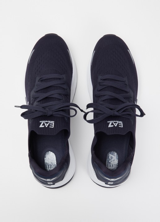 Armani Sneaker met gebreid bovenwerk - detail 3 donkerblauw