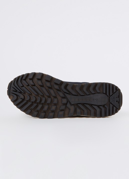 Armani Sneaker met kalfsleren details en logo - detail 3 donkerblauw