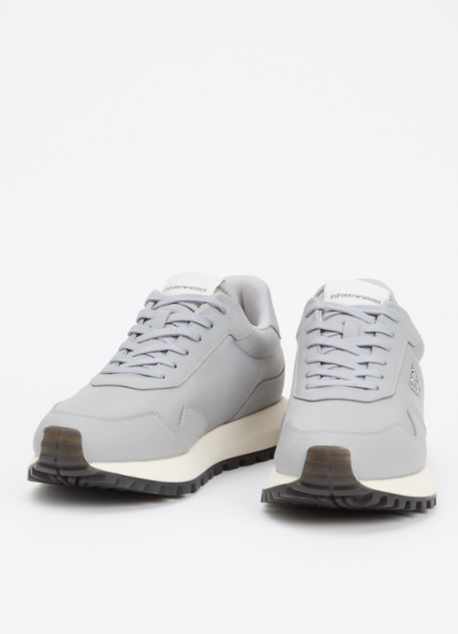 Armani Sneaker met leren details - detail 3 lichtgrijs