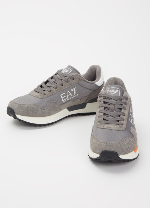 Armani Sneaker met logo en suède details - detail grijs