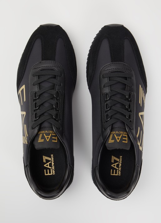 Armani Sneaker met logo en suède details - detail 4 zwart
