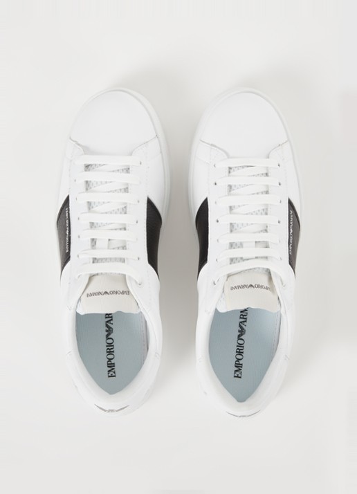 Armani Sneaker met logo van leer  - detail 2 zwart