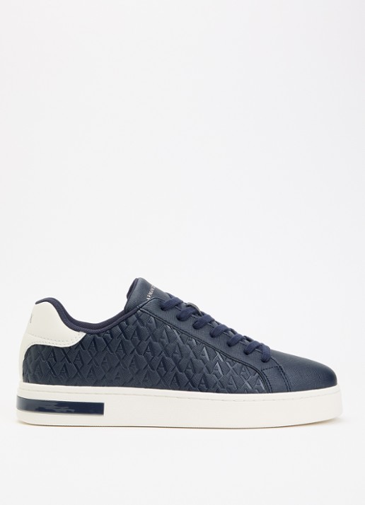 Armani Sneaker met logoprint - voorkant navy-off white-mb513