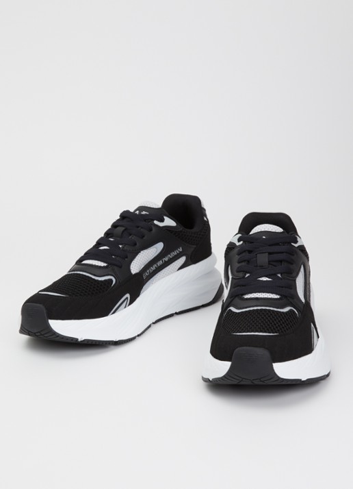 Armani Sneaker met mesh details en logo - detail 3 zwart