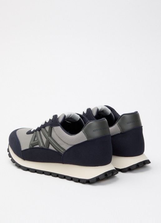 Armani Sneaker met mesh details en logo - achterkant donkerblauw