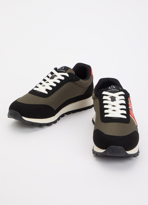 Armani Sneaker met mesh details en logo - detail donkergroen