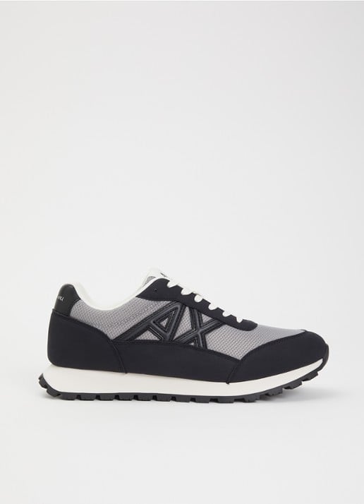 Armani Sneaker met mesh details en logo - voorkant middengrijs