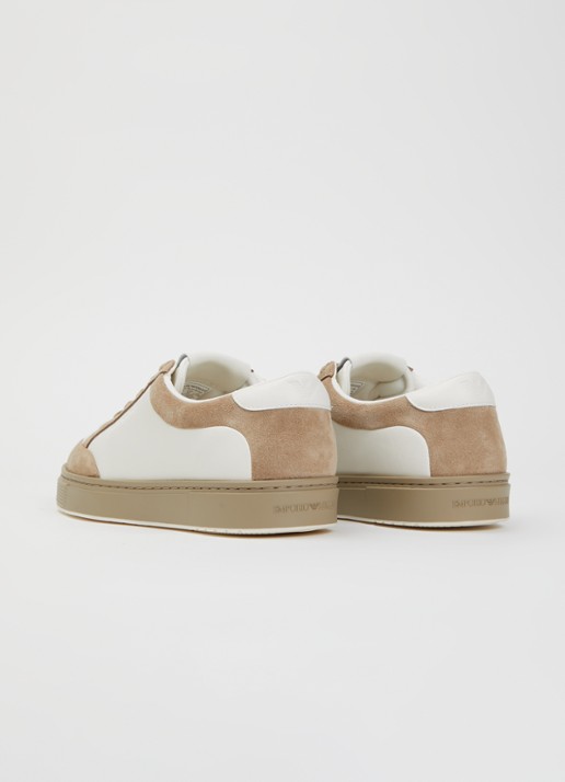 Armani Sneaker van leer met details van suède - achterkant 5 beige
