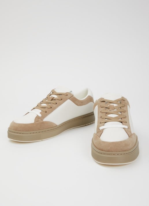 Armani Sneaker van leer met details van suède - detail beige
