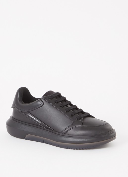Armani Sneaker van leer met logo - voorkant zwart
