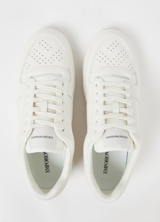 Armani Sneaker van leer met logo - detail 3 wit