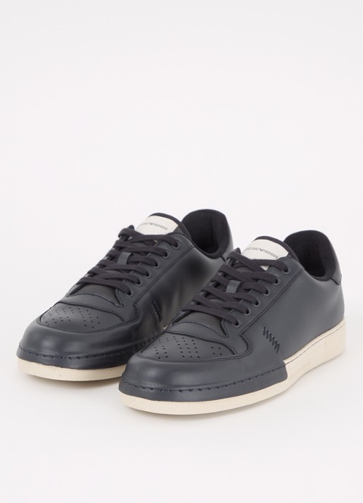 Armani Sneaker van leer met logo - detail 2 zwart
