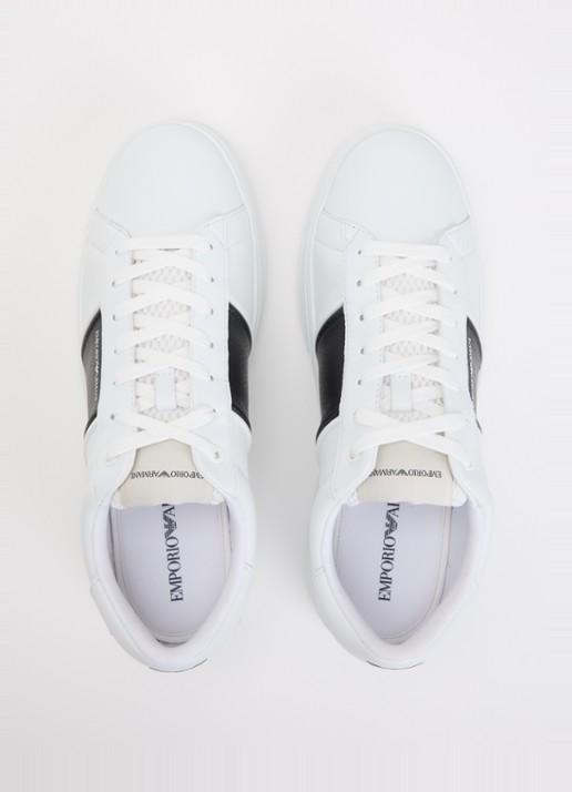 Armani Sneaker van leer met logo - detail 3 zwart