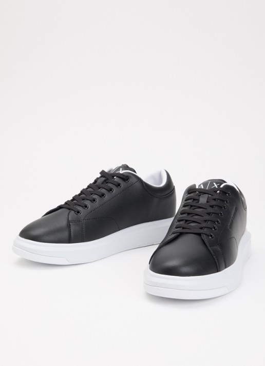 Armani Sneaker van leer met logo - detail 3 zwart