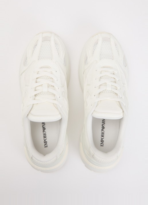 Armani Sneaker van leer met mesh details  - detail 4 wit