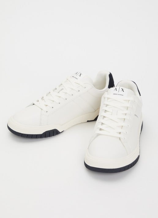 Armani Sneaker van leer met suède details - detail 2 gebroken wit