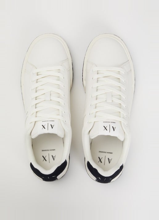 Armani Sneaker van leer met suède details - detail 3 gebroken wit
