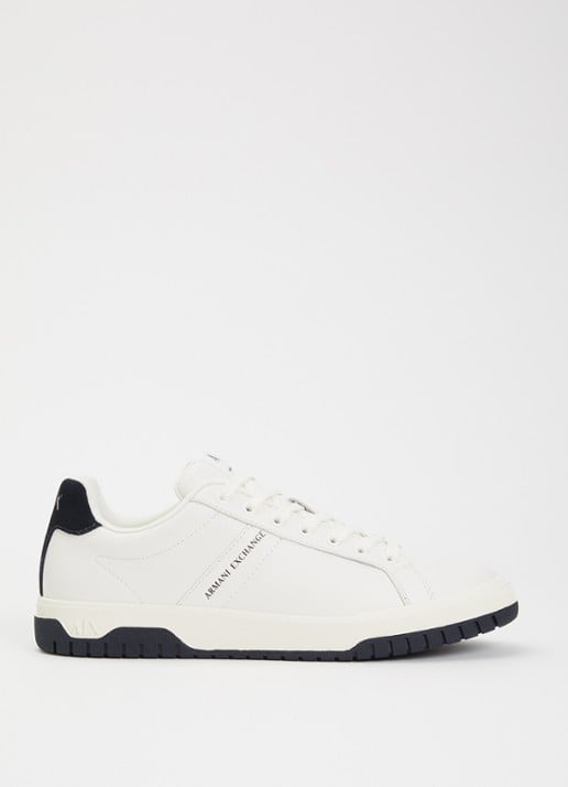Armani Sneaker van leer met suède details - voorkant gebroken wit