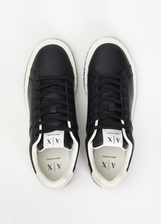 Armani Sneaker van leer met suède details - detail 3 zwart