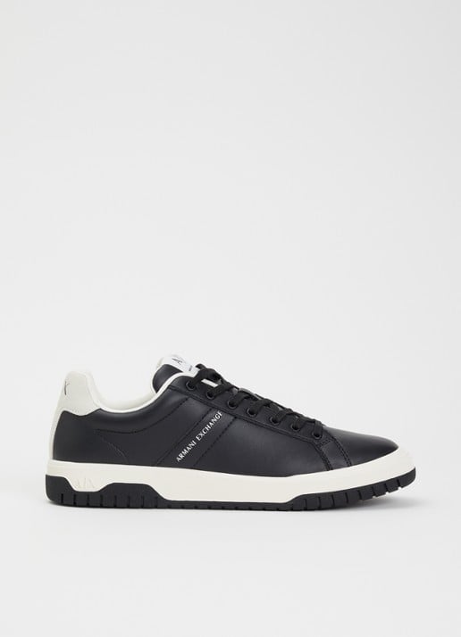 Armani Sneaker van leer met suède details - voorkant zwart