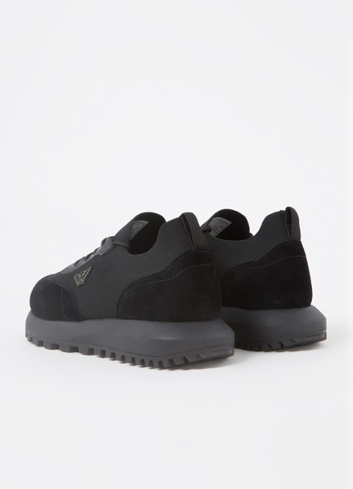 Armani Sneaker van mesh met suède details - achterkant zwart