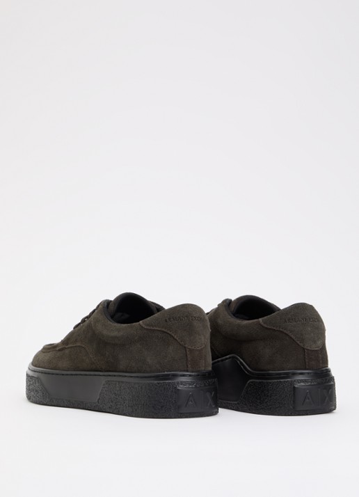 Armani Sneaker van suède  - achterkant 5 bronsgroen