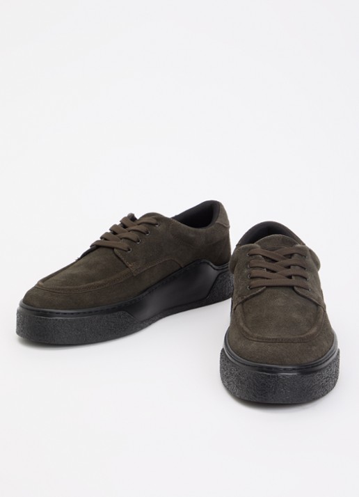 Armani Sneaker van suède  - detail 2 bronsgroen