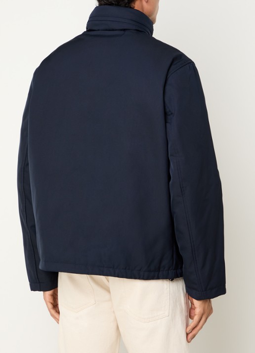 Armani Softshell jack met opbergbare capuchon en ritszakken - achterkant 3 donkerblauw