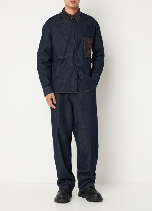 Armani Spijkerjas met details van corduroy - voorkant 3 indigo