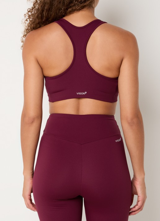 Armani Sport bh met medium support en logo - achterkant 3 bordeauxrood