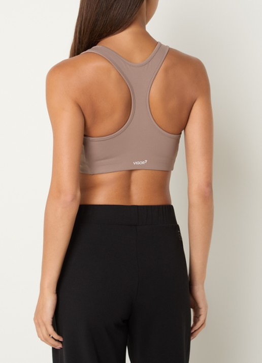 Armani Sport bh met medium support en logo - achterkant 4 taupe