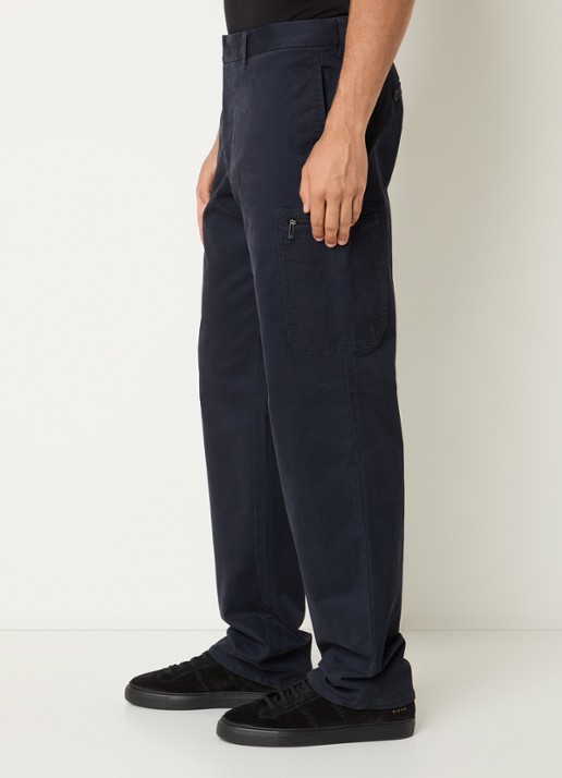 Armani Straight fit broek met ritszakken - detail 2 donkerblauw