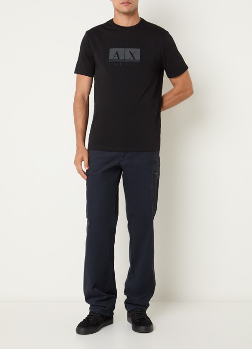 Armani Straight fit broek met ritszakken - voorkant 4 donkerblauw