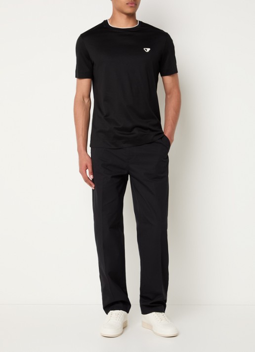 Armani Straight fit chino met ceintuur en steekzakken - voorkant 3 zwart