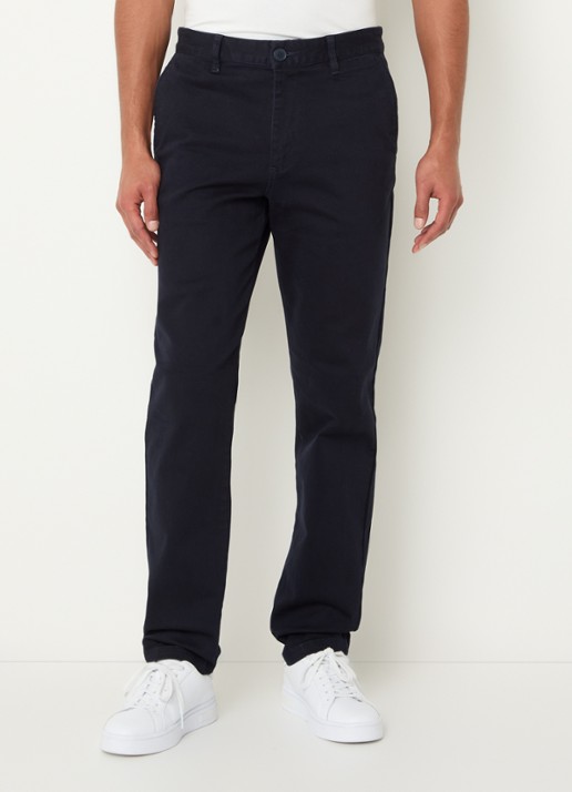 Armani Straight fit chino met steekzaken - detail donkerblauw
