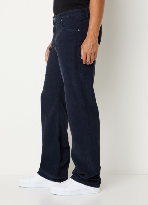 Armani Straight fit chino van corduroy  - detail 3 donkerblauw