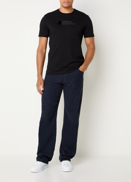 Armani Straight fit chino van corduroy  - voorkant 5 donkerblauw