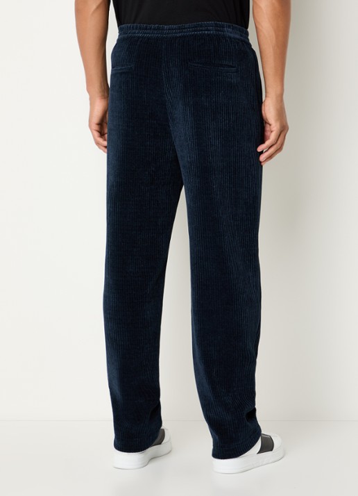 Armani Straight fit chino van corduroy - achterkant 3 donkerblauw
