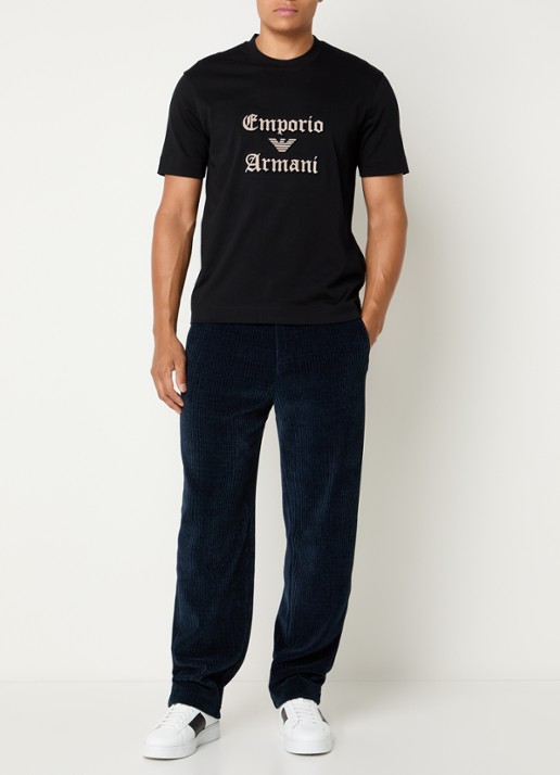Armani Straight fit chino van corduroy - voorkant 5 donkerblauw