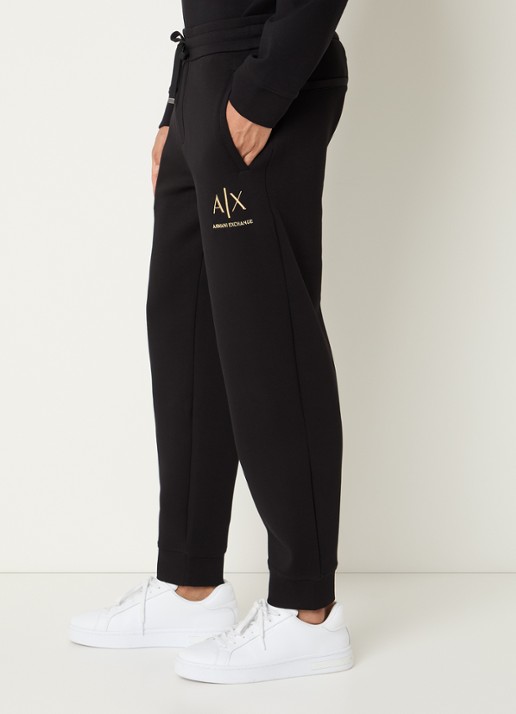 Armani Straight fit joggingbroek met logoborduring - detail 5 zwart