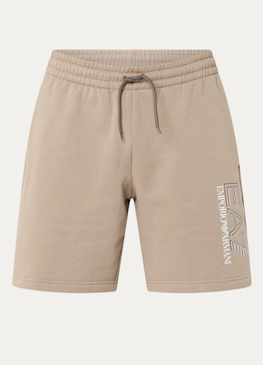 Armani Straight fit joggingbroek met trekkoord en logo - voorkant 2 donkerbeige